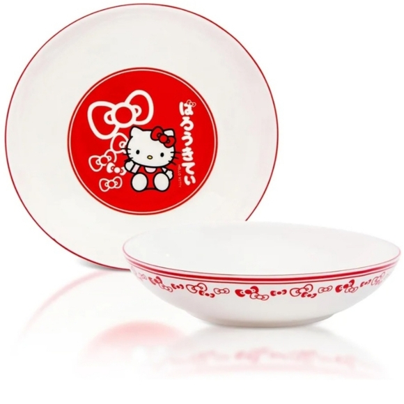 Hello Kitty Other - Hello Kitty Red Bows 9-Inch Ceramic WITH JAPANESE WORD BOWL.